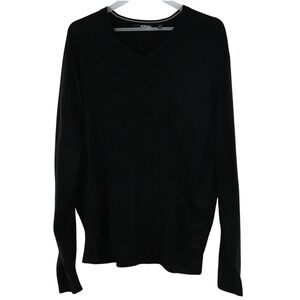 Murano Mens Black V-Neck Long Sleeve Knit Sweater XL Solid Pullover